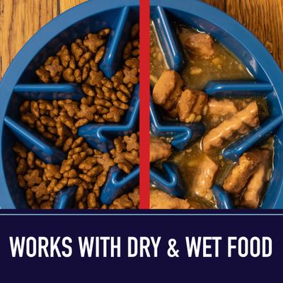 Show full view: Leash Boss Raised Pet Feeders Slow Feed Dog Bowl, 2-cup, Blue slide 6 of 10