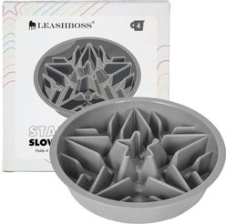 Leash Boss Raised Pet Feeders Slow Feed Dog Bowl, 4-cup, Gray