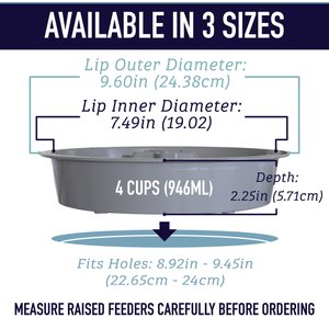 Leash Boss Raised Pet Feeders Slow Feed Dog Bowl, 4-cup, Gray