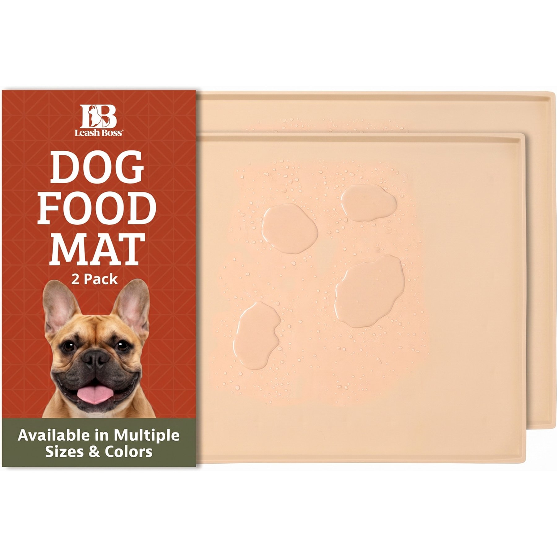 Leash Boss Rectangle Splash Dog & Cat Placemat, Small, Beige, 2 count
