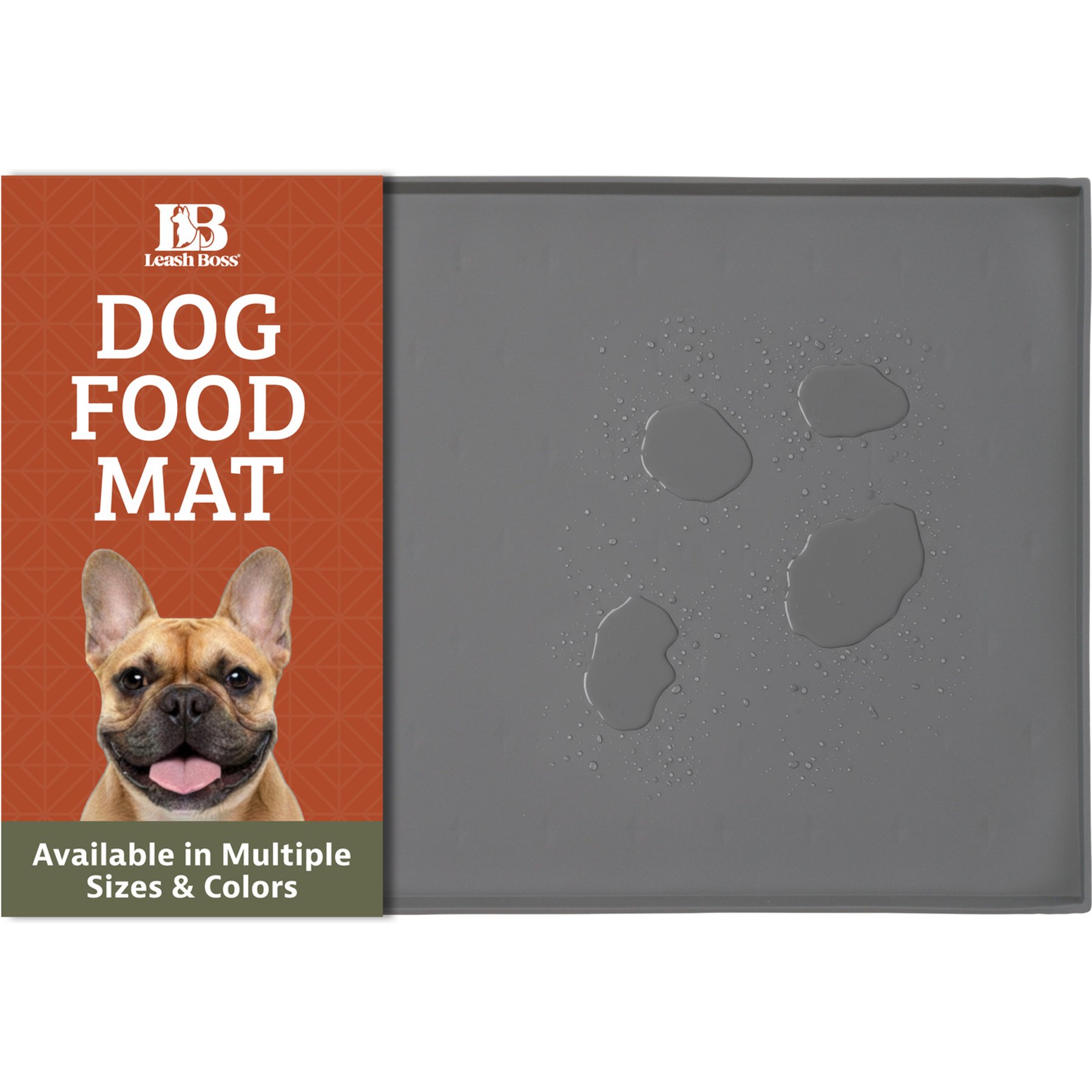 Leash Boss Rectangle Splash Dog & Cat Placemat, Small, Grey, 1 count