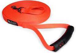 Leash Boss Rubber Handle Dog Leash, Orange, 30-ft
