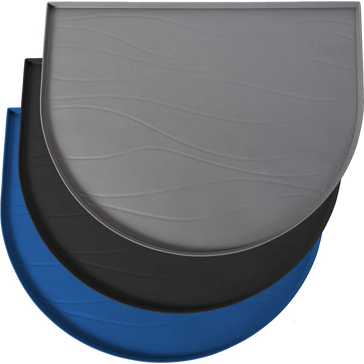 Leash Boss Silicone Water Fountain Mat, Gray, Medium