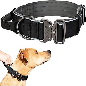 Leash Boss Solid Tactical Dog Collar, Black, X-Large
