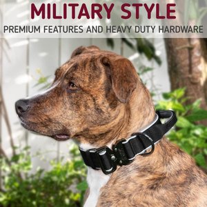 Leash Boss Solid Tactical Dog Collar, Black, XX-Large Thick