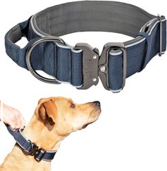 Leash Boss Solid Tactical Dog Collar, Navy, Large