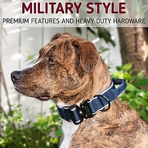 Leash Boss Solid Tactical Dog Collar, Navy, Large