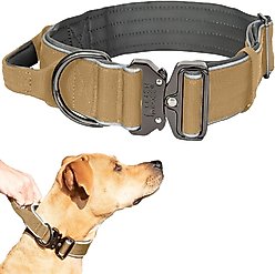 Leash Boss Solid Tactical Dog Collar, Tan, Large