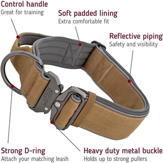 Leash Boss Solid Tactical Dog Collar, Tan, Large slide 3 of 7