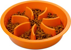 Leash Boss Spiral Non-skid Slow Feeder Dog Bowl, 2-cup, Orange slide 1 of 7