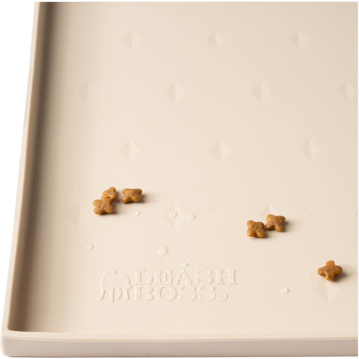 Leash Boss Splash Tall Lip Dog Food Mat, Beige, X-Large