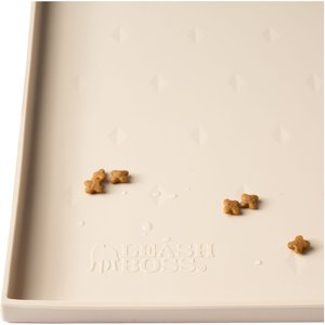 Leash Boss Splash Tall Lip Dog Food Mat, Beige, X-Large