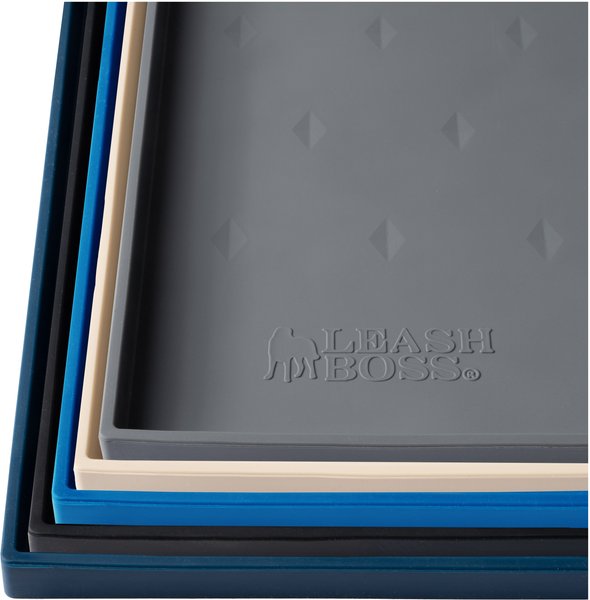 Show full view: Leash Boss Splash Tall Lip Dog Food Mat, Gray, XX-Large slide 1 of 11