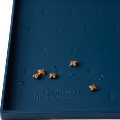 Leash Boss Splash Tall Lip Dog Food Mat, Navy, Medium/Large