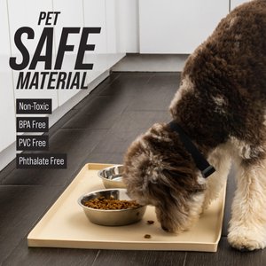 Leash Boss Splash Tall Lip Dog Food Mat, Navy, Medium/Large