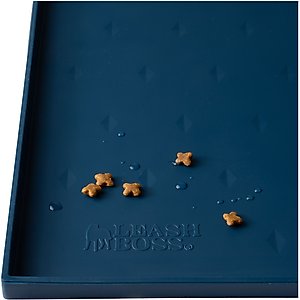 Leash Boss Splash Tall Lip Dog Food Mat, Navy, Small
