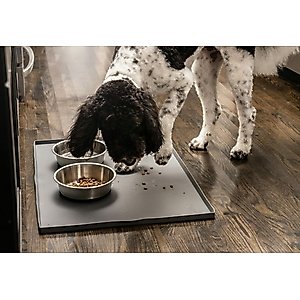 Leash Boss Splash Tall Lip Dog Food Mat, Navy, Small