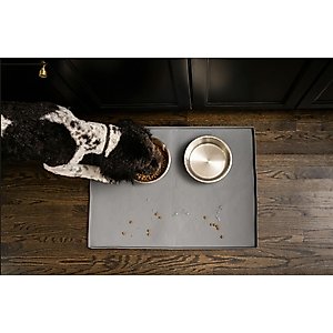 Leash Boss Splash Tall Lip Dog Food Mat, Navy, Small