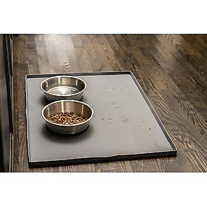 Leash Boss Splash Tall Lip Dog Food Mat, Navy, Small