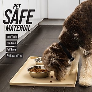 Leash Boss Splash Tall Lip Dog Food Mat, Navy, Small