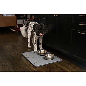 Leash Boss Splash Tall Lip Dog Food Mat, Navy, Small