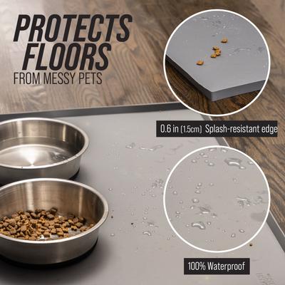 Show full view: Leash Boss Splash Tall Lip Dog Food Mat, Navy, X-Large slide 4 of 10