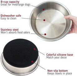 Leash Boss Stainless Steel Silicone Base Dog Bowl, Medium/Large, Black, 1 count slide 2 of 5