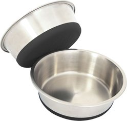 Leash Boss Stainless Steel Silicone Base Dog Bowl, Medium/Large, Black, 2 count