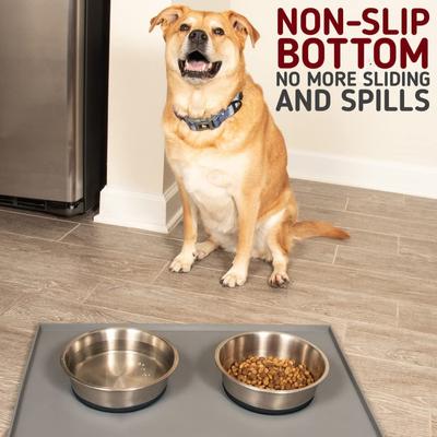 Show full view: Leash Boss Stainless Steel Silicone Base Dog Bowl, Medium/Large, Black, 2 count slide 4 of 7