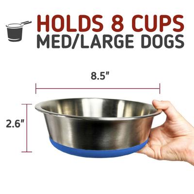 Show full view: Leash Boss Stainless Steel Silicone Base Dog Bowl, Medium/Large, Blue, 1 count slide 3 of 7