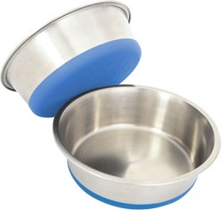 Leash Boss Stainless Steel Silicone Base Dog Bowl, Medium/Large, Blue, 2 count