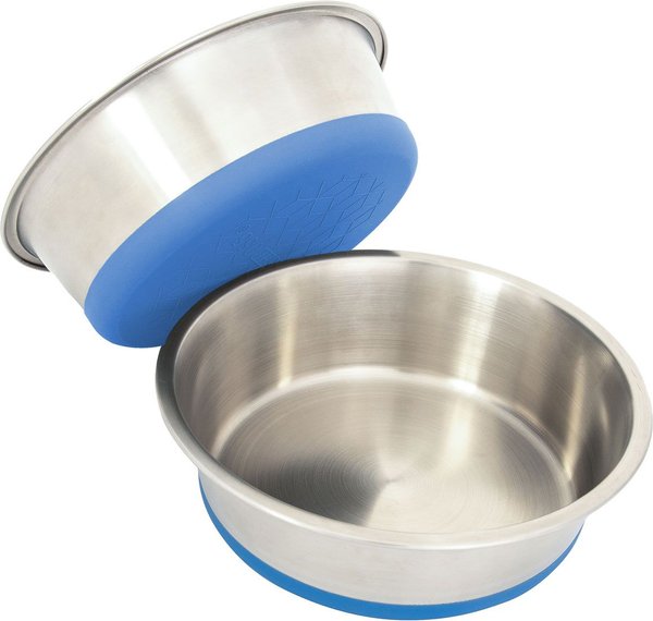 Show full view: Leash Boss Stainless Steel Silicone Base Dog Bowl, Medium/Large, Blue, 2 count slide 1 of 7