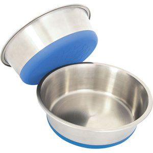 Leash Boss Stainless Steel Silicone Base Dog Bowl, Medium/Large, Blue, 2 count