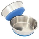 Leash Boss Stainless Steel Silicone Base Dog Bowl, Medium/Large, Blue, 2 count