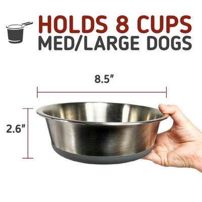 Show full view: Leash Boss Stainless Steel Silicone Base Dog Bowl, Medium/Large, Gray, 2 count slide 3 of 7