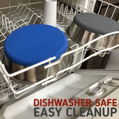 Show full view: Leash Boss Stainless Steel Silicone Base Dog Bowl, Medium/Large, Gray, 2 count slide 5 of 7