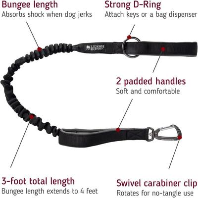 Show full view: Leash Boss Tactical Two Handle Dog Leash, Black, 3-ft slide 3 of 8
