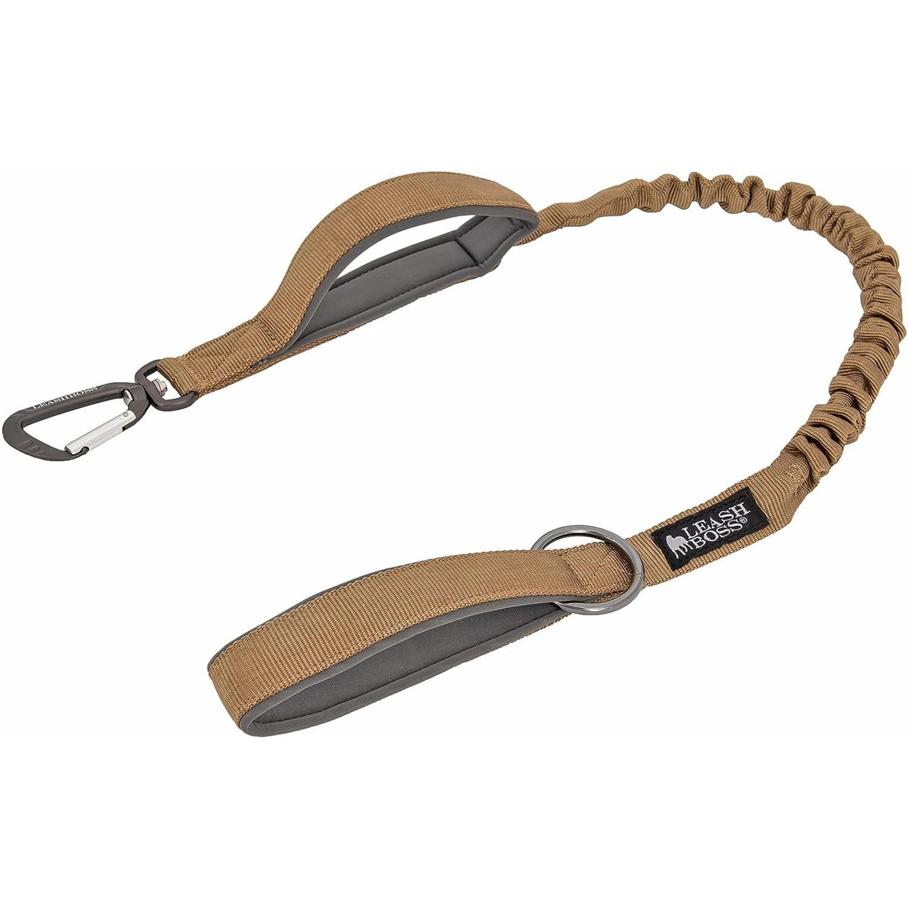 Leash Boss Tactical Two Handle Dog Leash, Tan, 3-ft