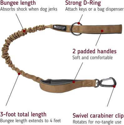 Show full view: Leash Boss Tactical Two Handle Dog Leash, Tan, 3-ft slide 2 of 7