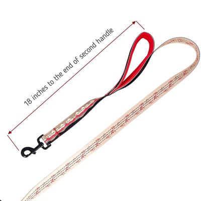 Show full view: Leash Boss Two Handle Dog Leash, 6-ft long, Beige/Red slide 5 of 7