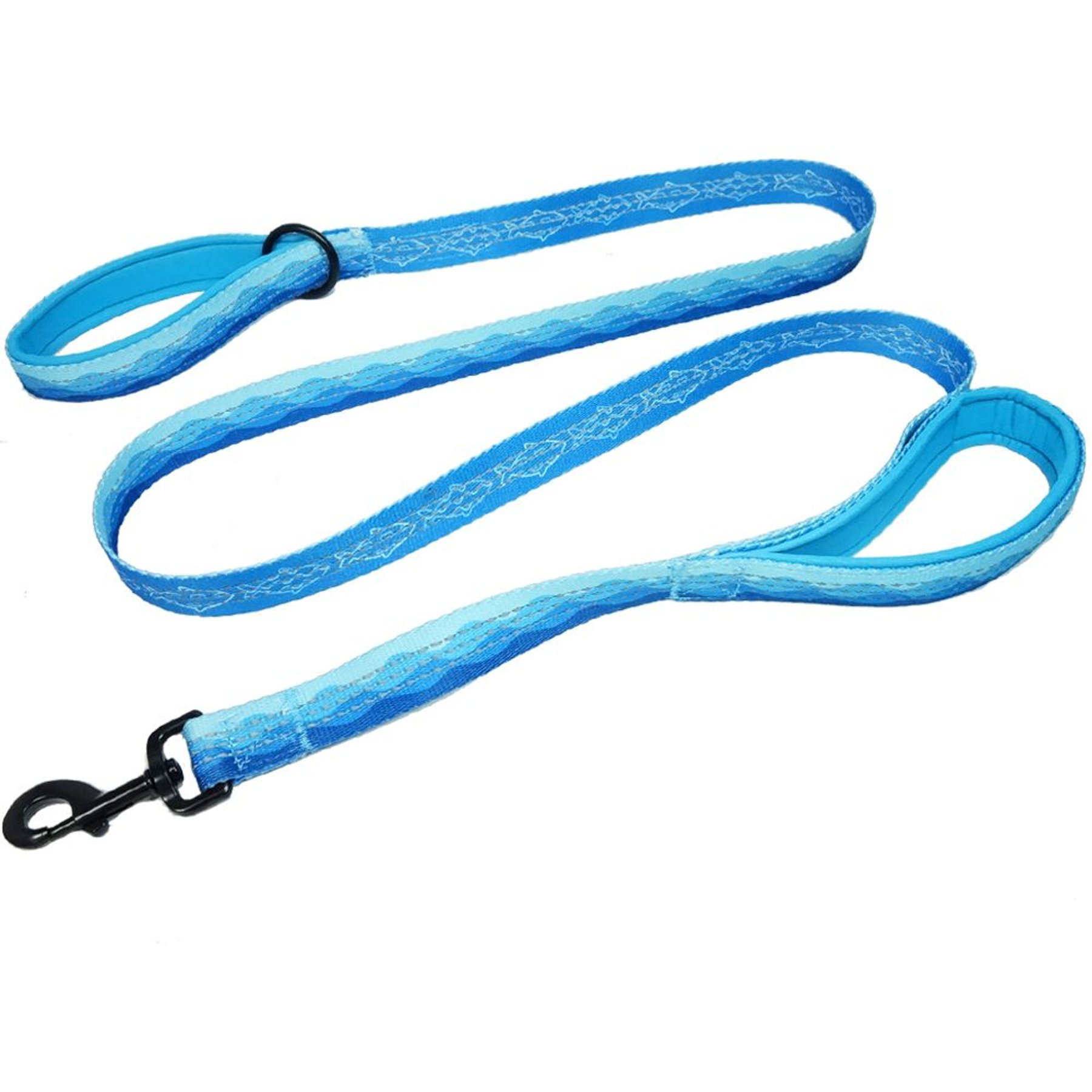 Leash Boss Two Handle Dog Leash, 6-ft long, Blue