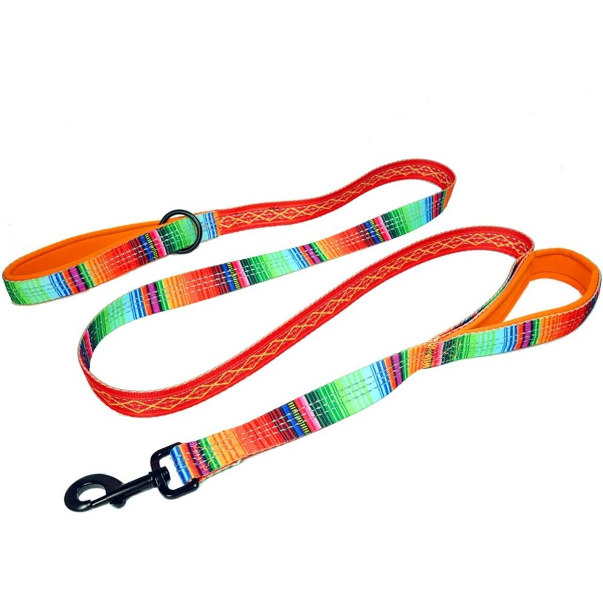 Leash Boss Two Handle Dog Leash, 6-ft long, Orange