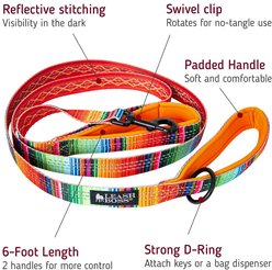 Leash Boss Two Handle Dog Leash, 6-ft long, Orange slide 2 of 6