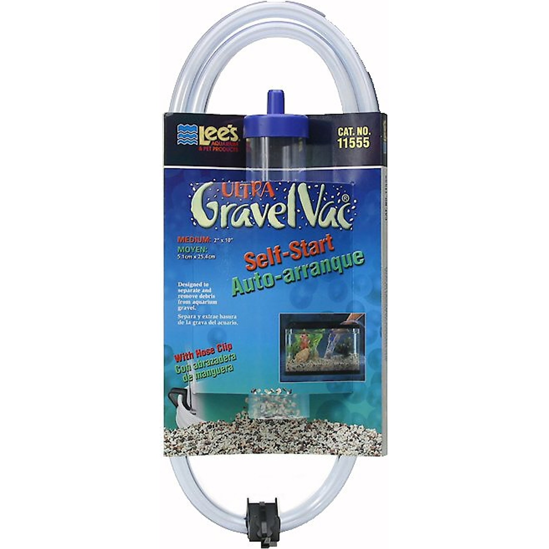Lee's Aquarium & Pets Aquarium Gravel Vacuum, Silver, 10-in