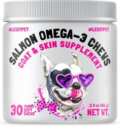 Legitpet Alaskan Salmon Oil Omega-3 Soft Chew Skin & Coat Supplement for Dogs, 30 count