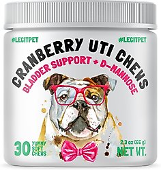 Legitpet Cranberry UTI Soft Chew Bladder Support Supplement for Dogs, 30 count