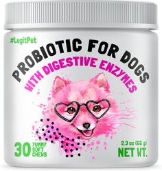 Legitpet Natural Digestive Enzymes Chicken Flavored Chews Probiotic Supplement for Adult Dogs, 30 count