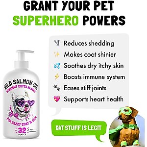 Legitpet Wild Caught Alaskan Salmon Oil Liquid Skin & Coat Supplement for Adult Dogs & Cats, 32-fl oz bottle