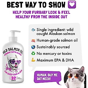 Legitpet Wild Caught Alaskan Salmon Oil Liquid Skin & Coat Supplement for Adult Dogs & Cats, 32-fl oz bottle