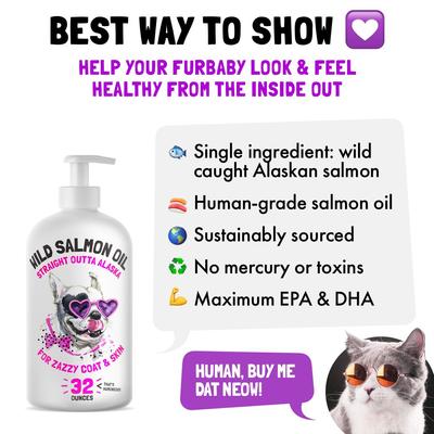 Show full view: Legitpet Wild Caught Alaskan Salmon Oil Liquid Skin & Coat Supplement for Adult Dogs & Cats, 32-fl oz bottle slide 4 of 10
